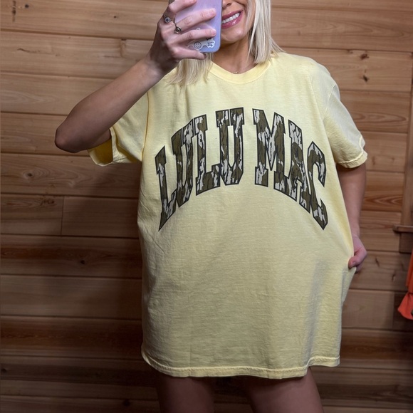 Lulu Mac Butter Yellow Mossy Oak Camo T-Shirt - Picture 3 of 3